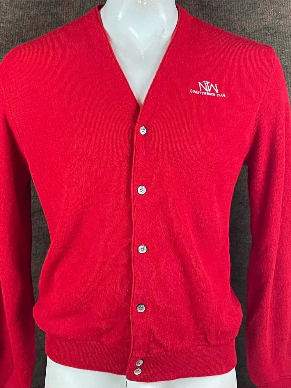Vintage London Fog Cardigan Sweater Men’s XL Red Button Football QB Varsity C16
